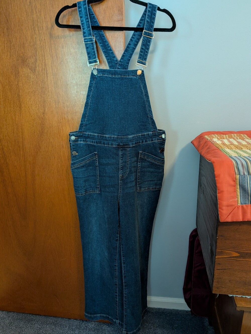 COCO + CARMEN Women's Dark Blue Denim Overalls Jeans Stretchy Size L